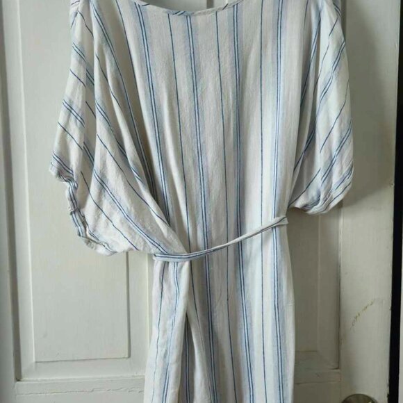 Striped Blue and White Button-Up Dress - Picture 4 of 4